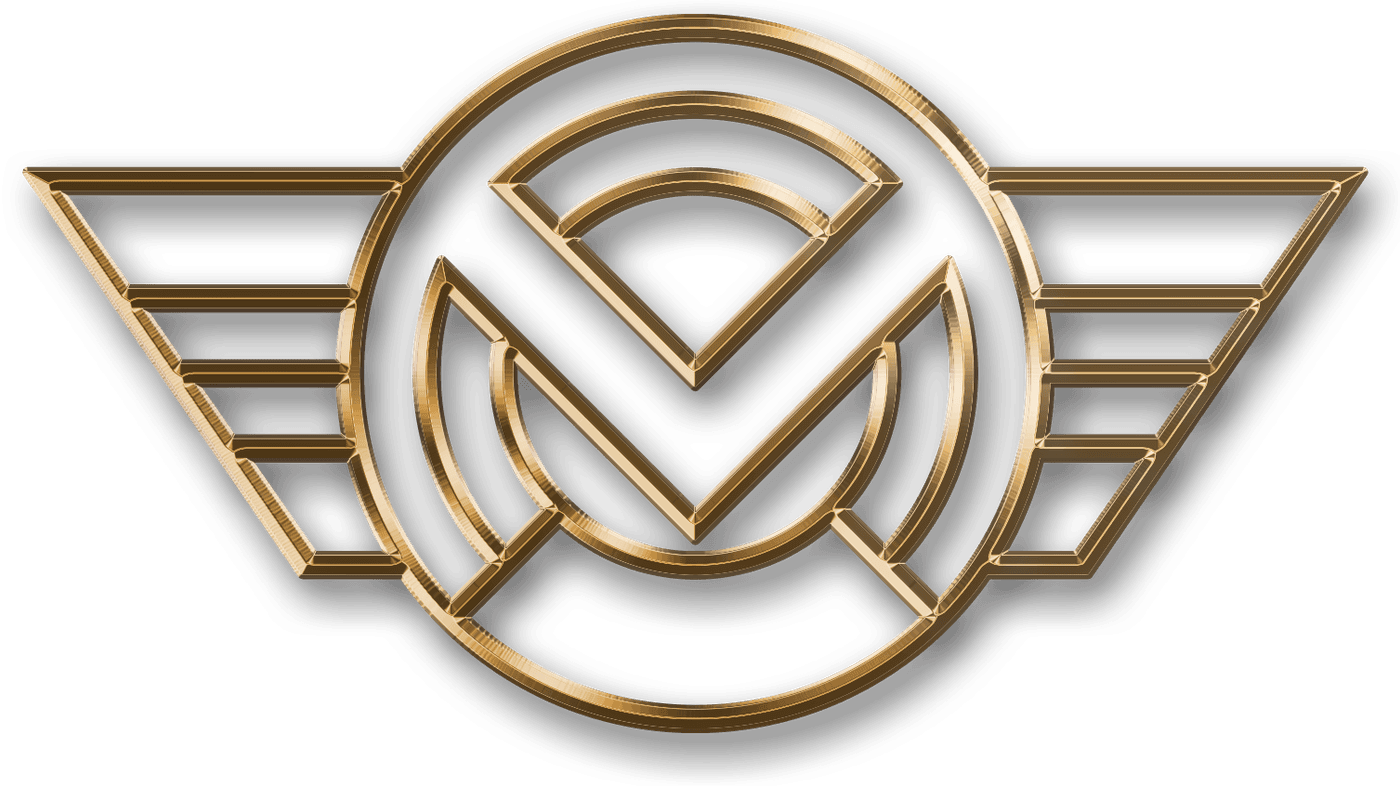 Símbolo Volmer a três dimensões, em dourado